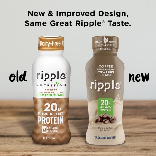 Ripple Vegan Protein Shake | Vanilla | 20g Nutritious Plant Based Pea Protein | Shelf Stable | No GMOs, Soy, Nut, Gluten, Lactose | 12 Oz, 4 Pack